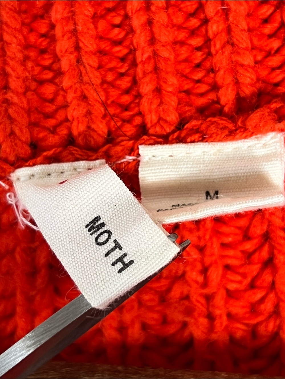 Anthropologie Moth Baja Orange Chunky Knit Oversized Cropped Sweater Size Medium - Picture 8 of 13